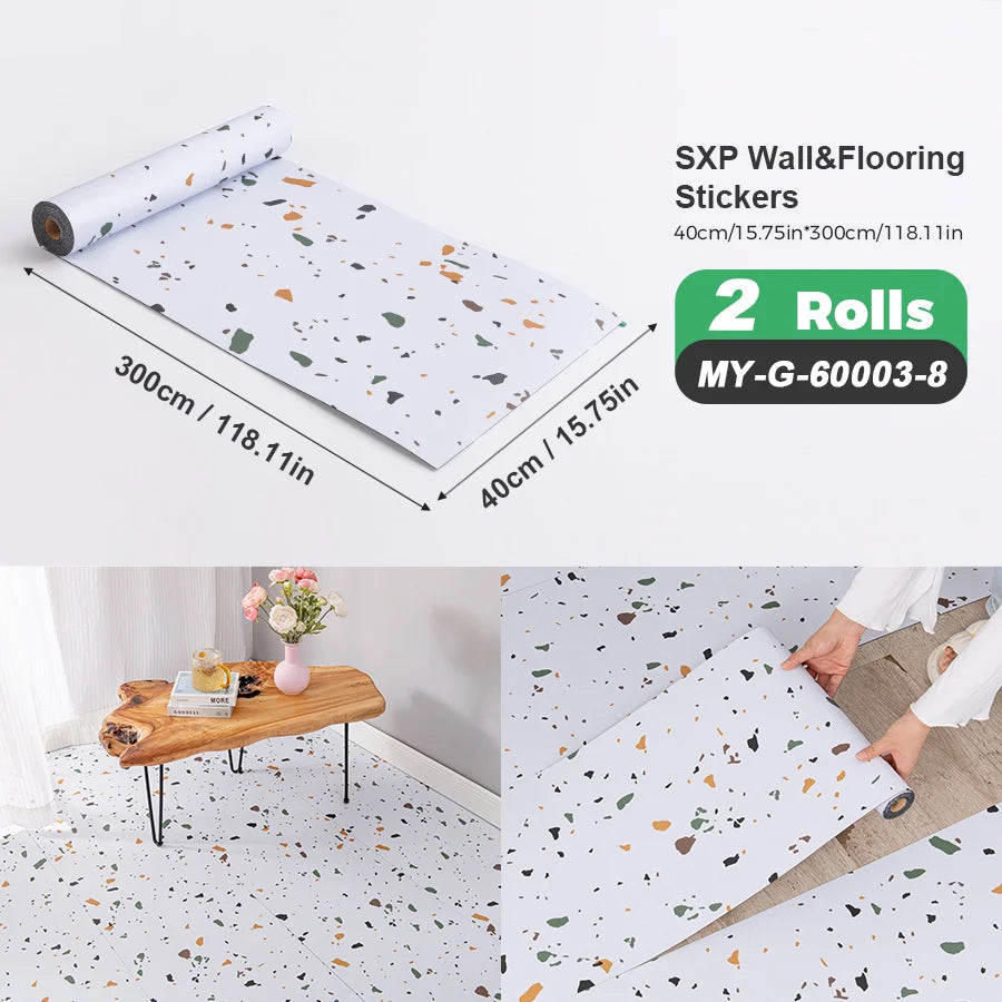 Self-Adhesive Wall And Floor Sticker Wood Grain Marble Design