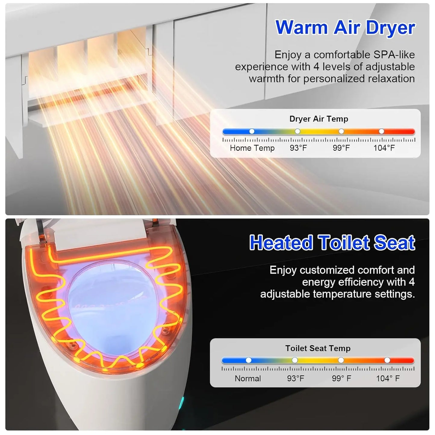 Smart Toilet With Bidet Auto Open Close Lid Dual Flush
