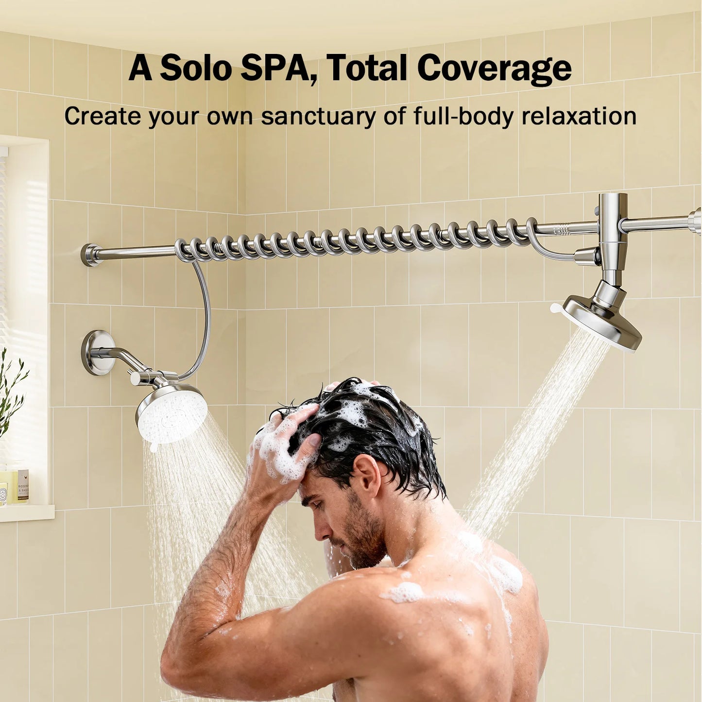Dual Shower Head For Couples High Pressure Adjustable Slider