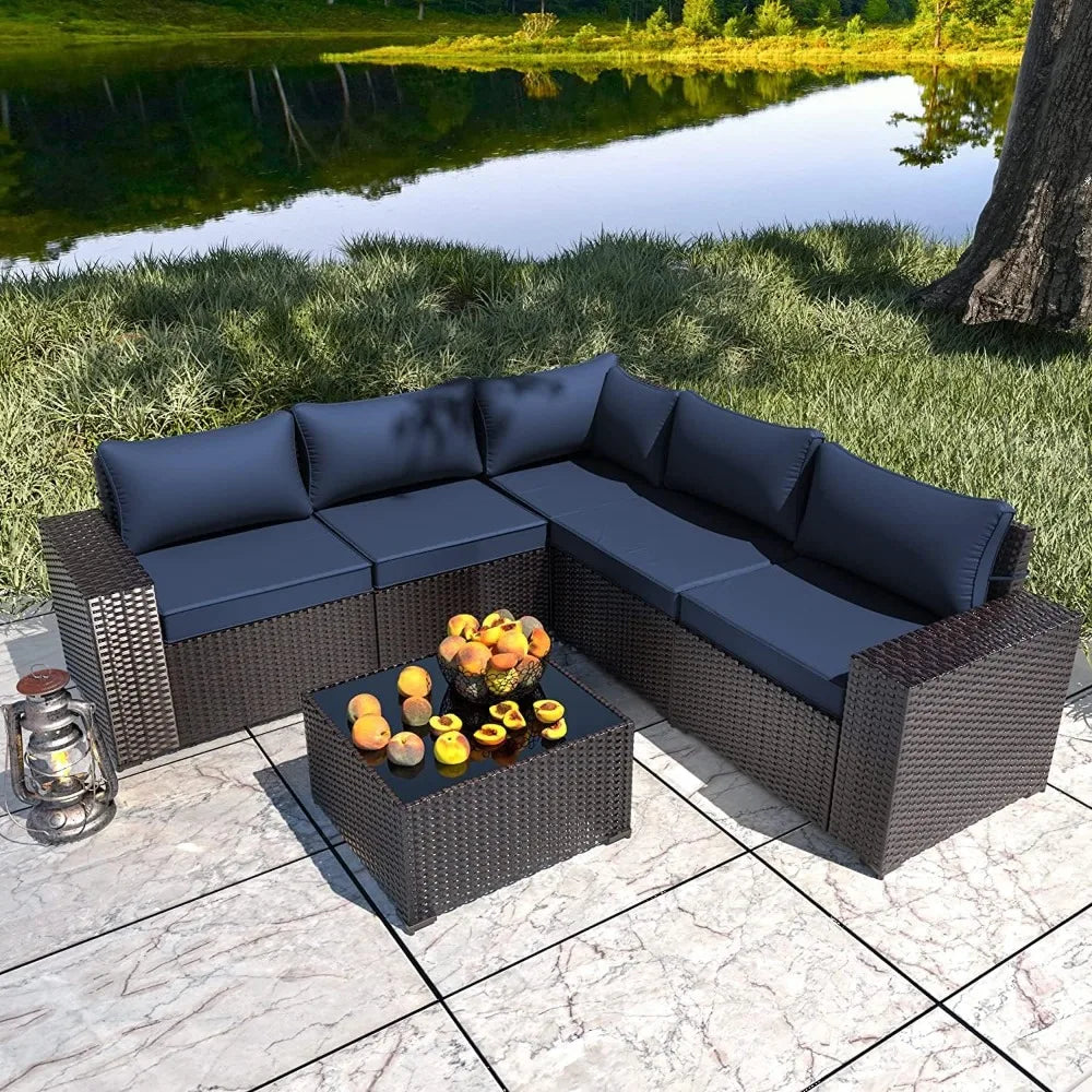 XIAOLANG Outdoor Patio Furniture Conversation Set Weather PE Rattan Wicker
