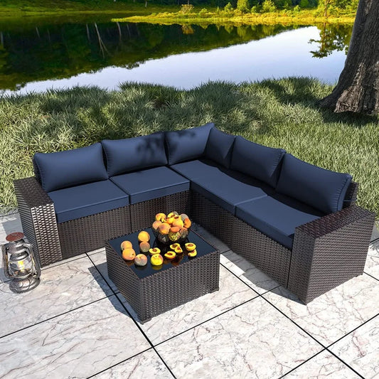 XIAOLANG Outdoor Patio Furniture Conversation Set Weather PE Rattan Wicker