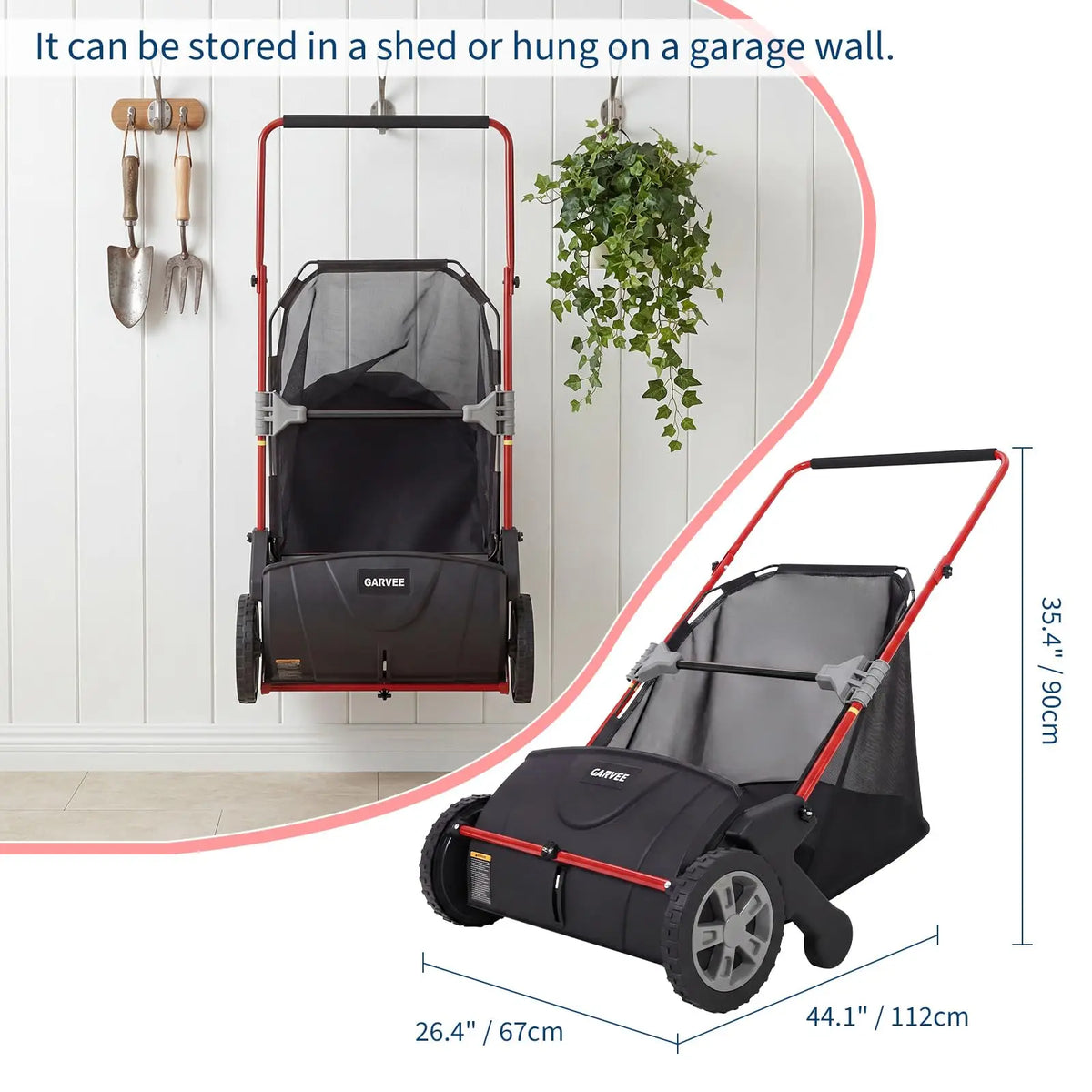 HiMiss Push Lawn Sweeper Manual Yard Leaf And Grass Collector