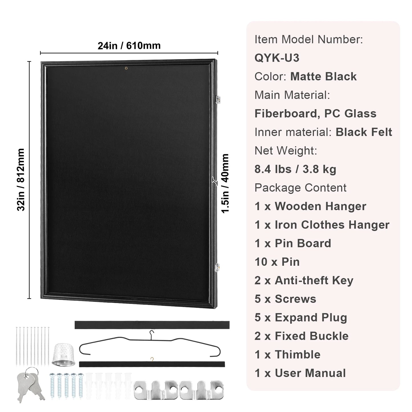 SucceBuy Jersey Display Case Lockable UV Shield PC Glass