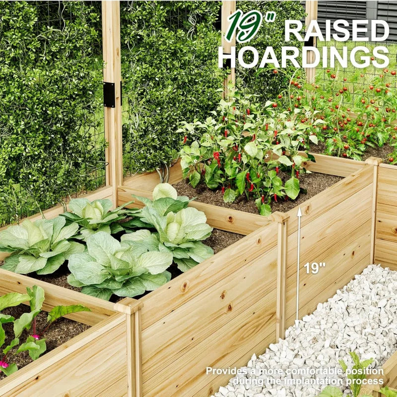 Outdoor Wooden Raised Garden Bed Planter Semicircular Design