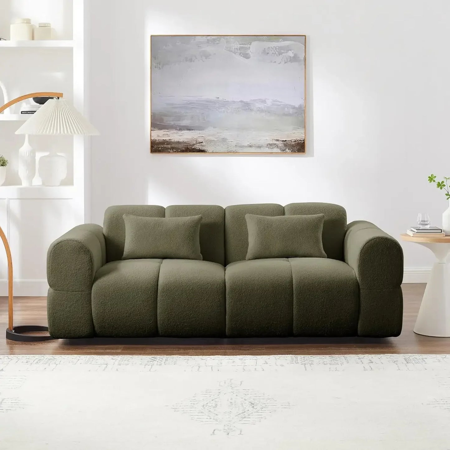 Guangbai Boucle Sofa Couch Modern Deep Seat Mid Century Cloud
