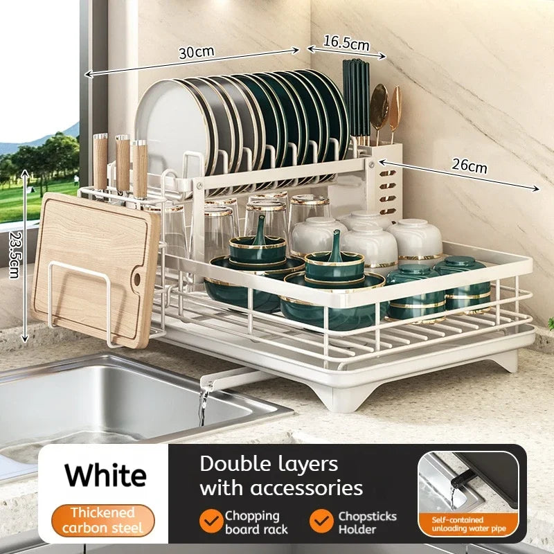 ATMDOG Stainless Steel Over Sink Dish Rack With Drainboard