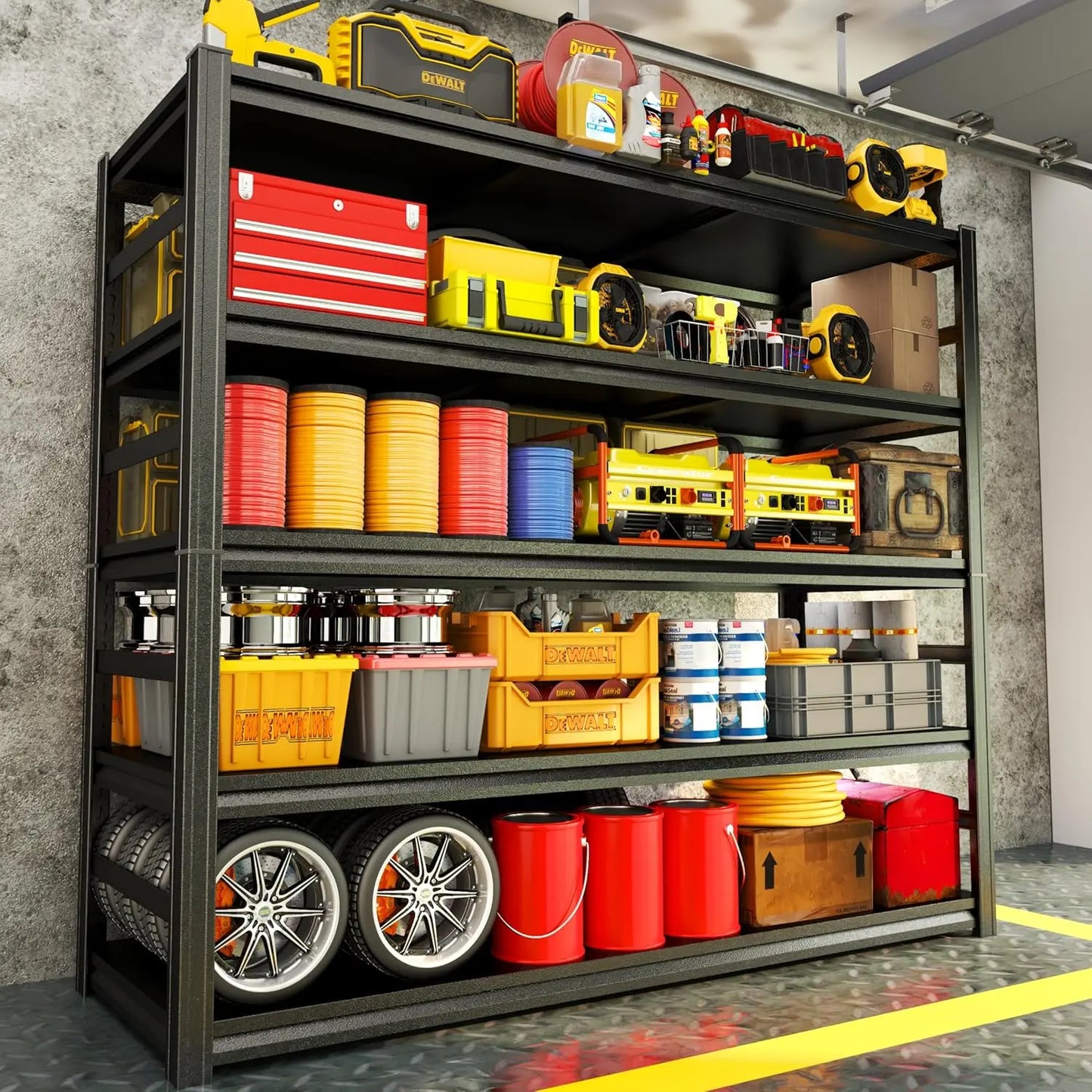 Heavy Duty 5 Tier Garage Shelving Unit With Powder Coat Finish