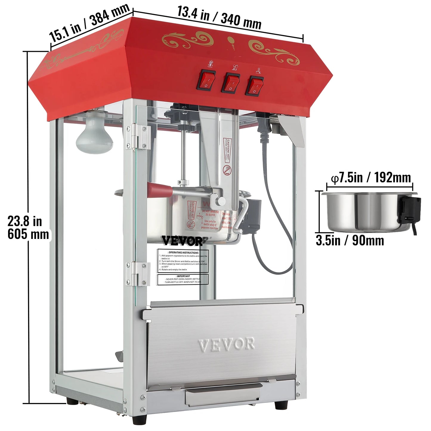 SucceBuy Electric Popcorn Maker Commercial Popper Machine 500W