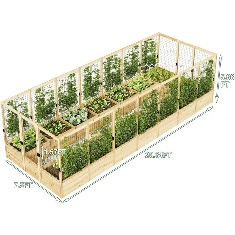 Outdoor Wooden Raised Garden Bed Planter Semicircular Design