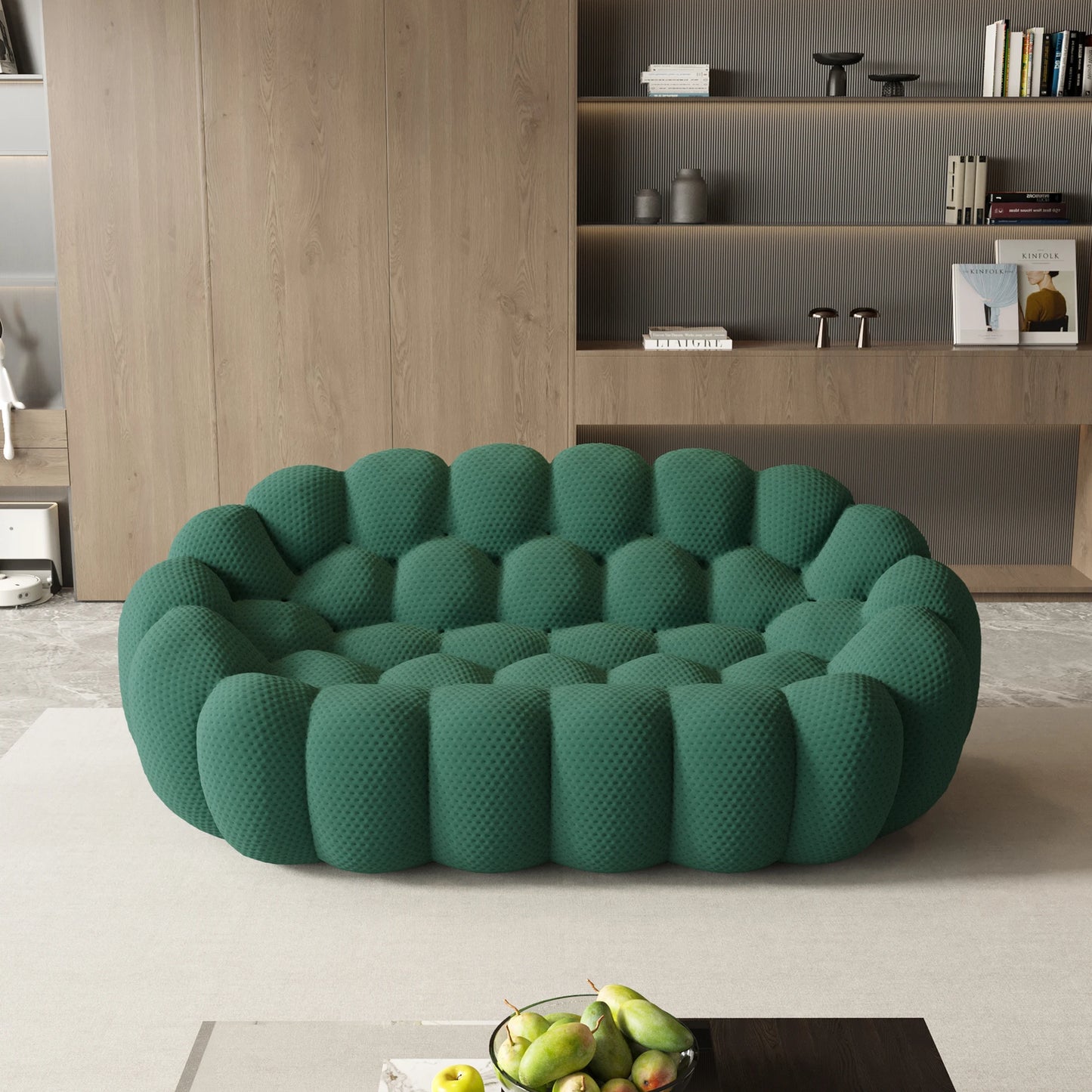 Sdorens Modern Curved Boneless 3D Knitted Fabric Loveseat Sofa