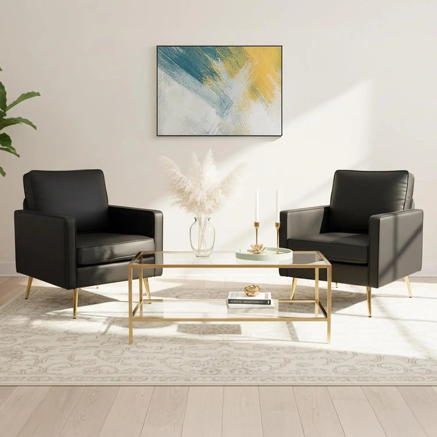 Living Room Chairs Set Of 2 Mid Century Modern Upholstered