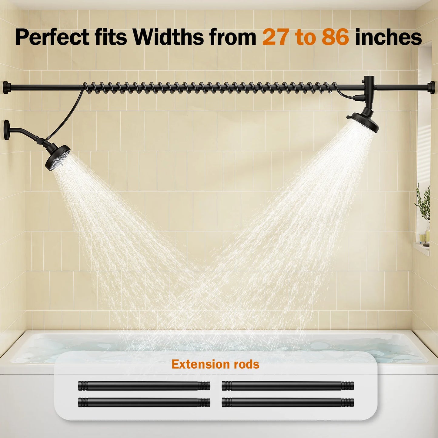 Dual Shower Head For Couples High Pressure Adjustable Slider