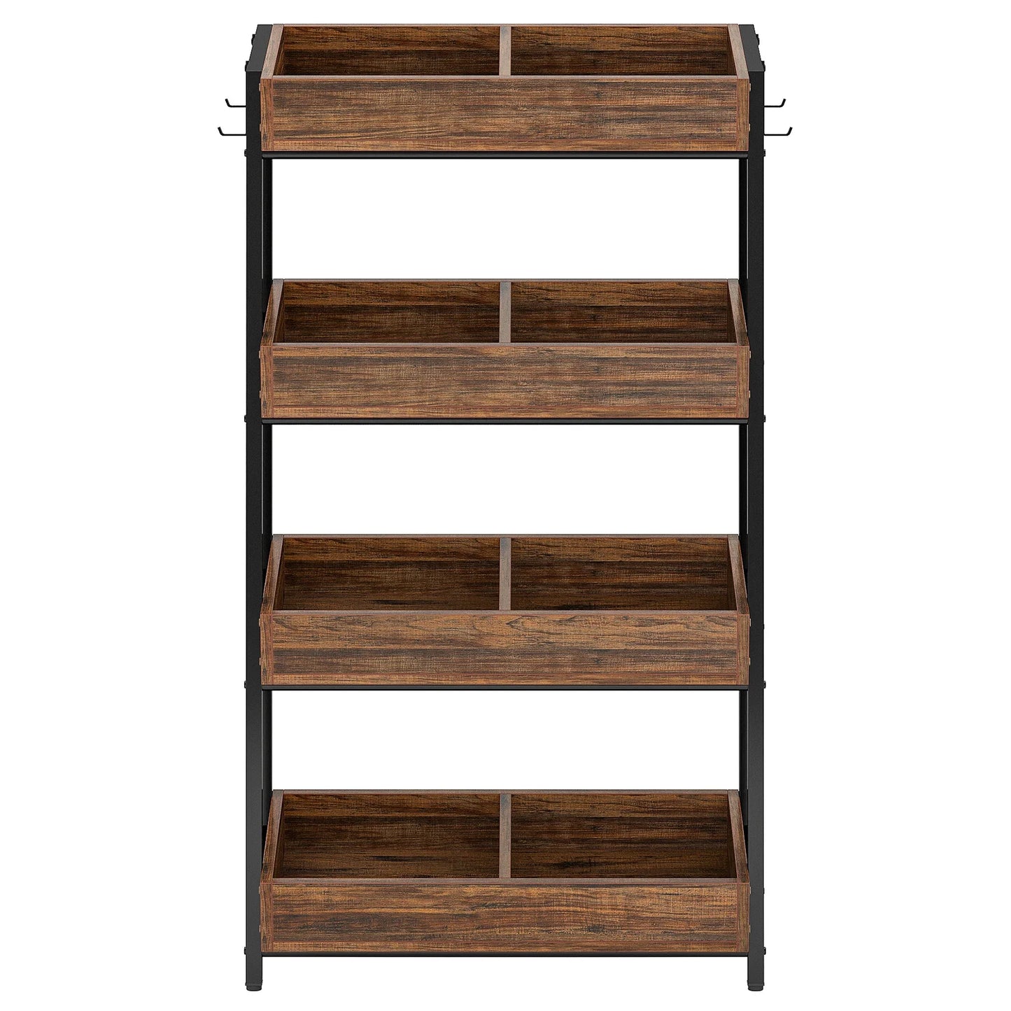 Tribesigns 4 Tier Wood Storage Shelves With Fruit And Vegetable Basket Stand