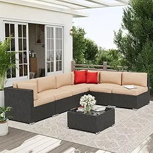 Outdoor Patio Sofa Set Rattan Wicker With Glass Top Table