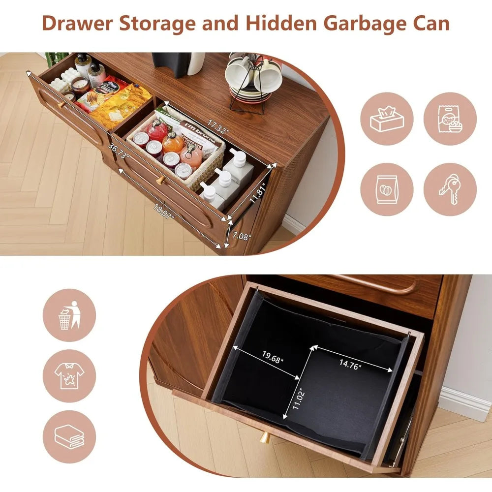 Double Tilt Out Trash Can Cabinet With Drawer Hidden