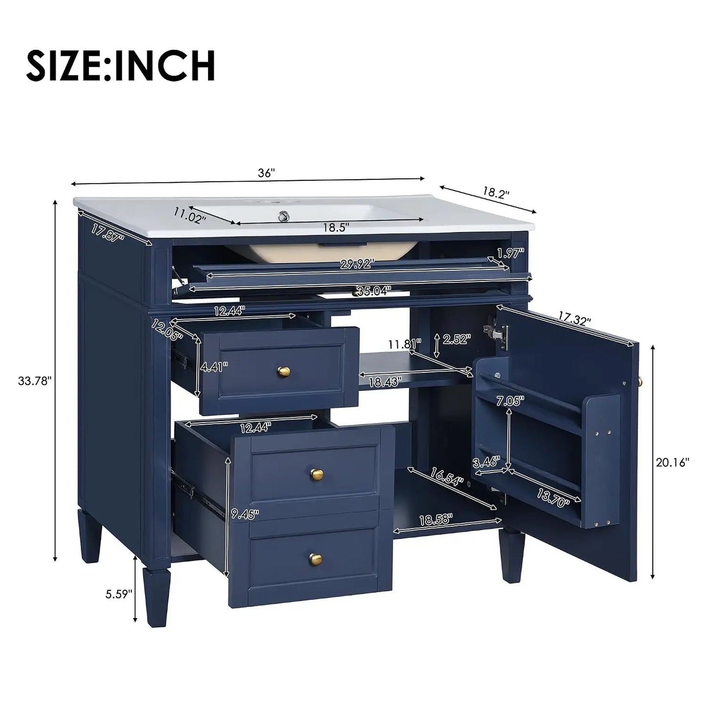 Customizable Modern Wooden Bathroom Vanity With Single Sink And Drawers