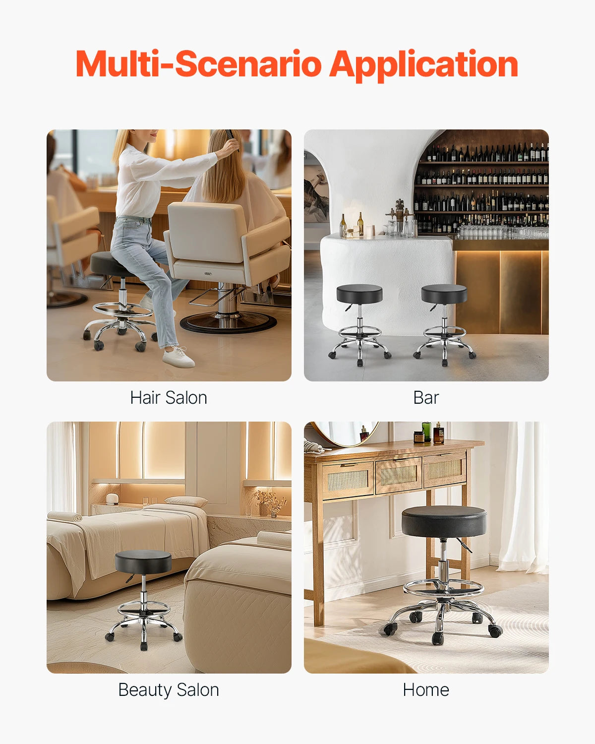 SucceBuy Rolling Stool With Wheels 450 Lbs Weight Capacity