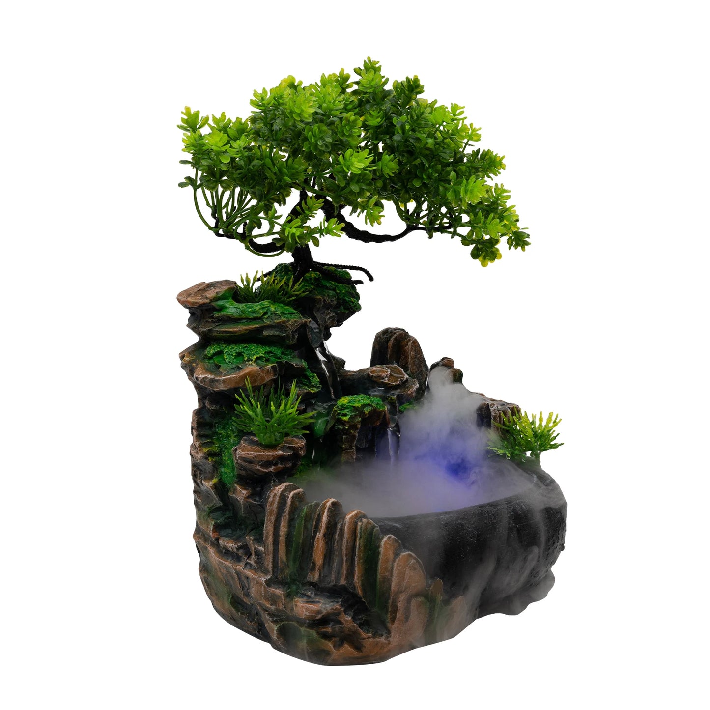 Indoor Tabletop Waterfall Fountain With Led Lights Atomizer And Pump