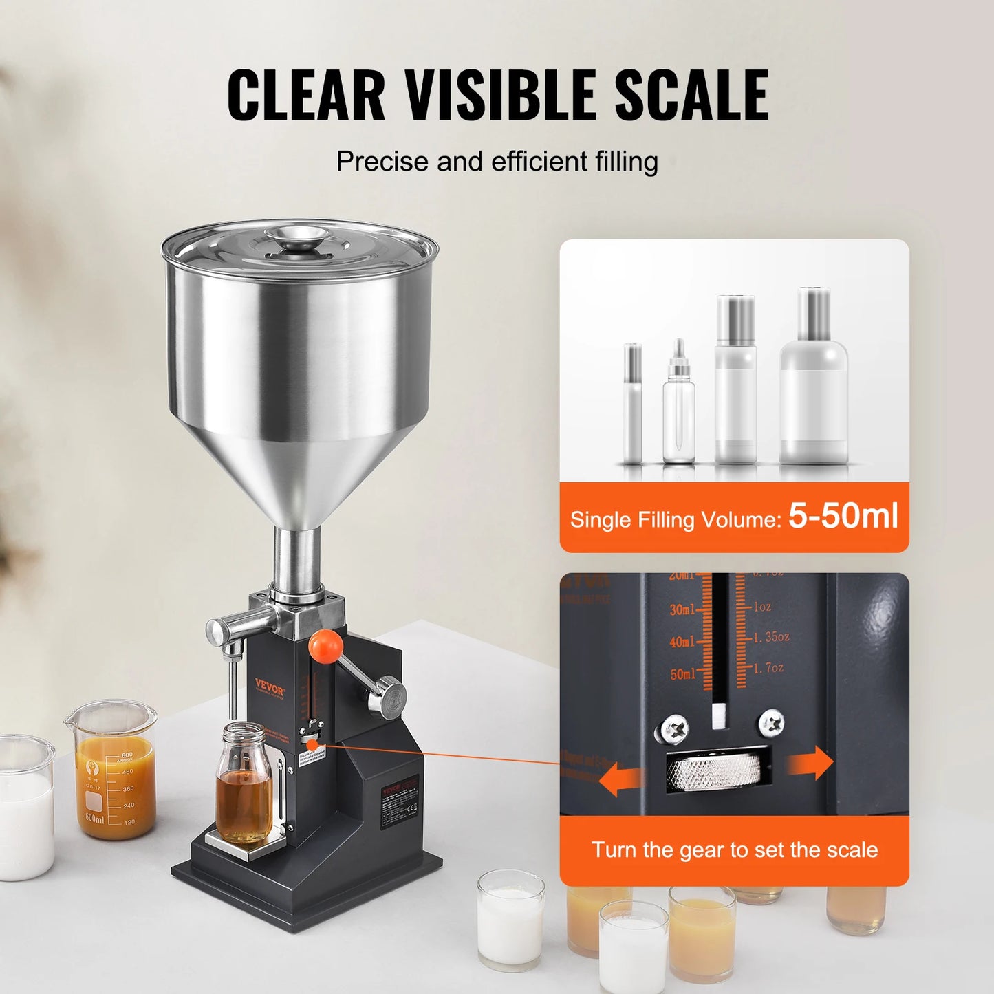 VEVOR Manual Liquid Filling Machine With Hopper For Bottles