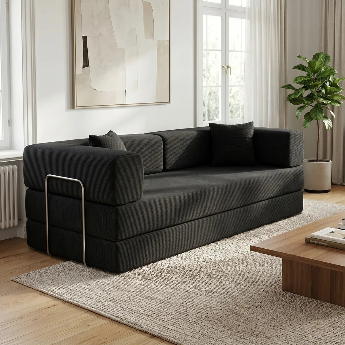 YQzyphyna 4-In-1 Futon Sofa Bed Corduroy Sleeper Loveseat