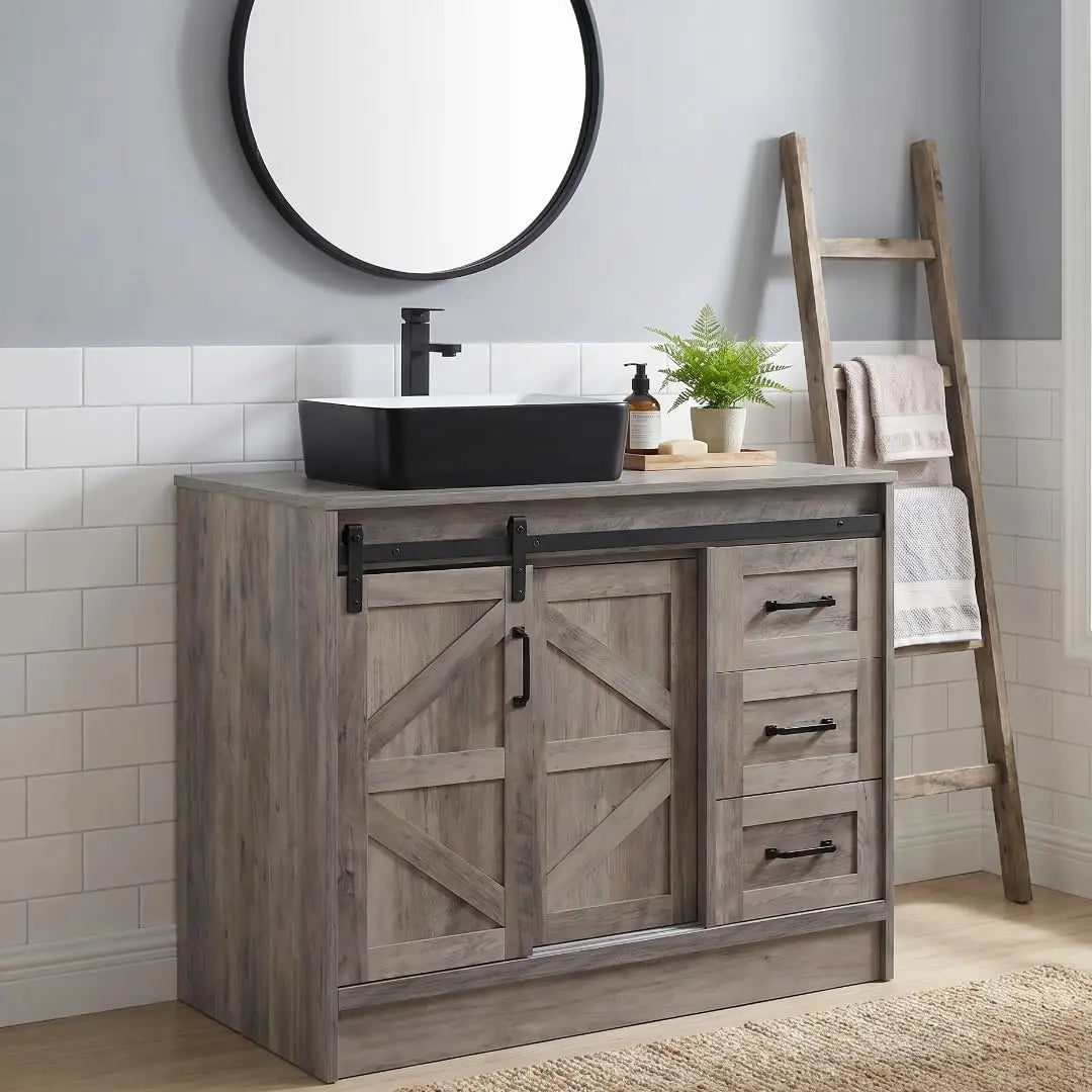 Farmhouse Bathroom Vanity With Sink Sliding Barn Doors Freestanding