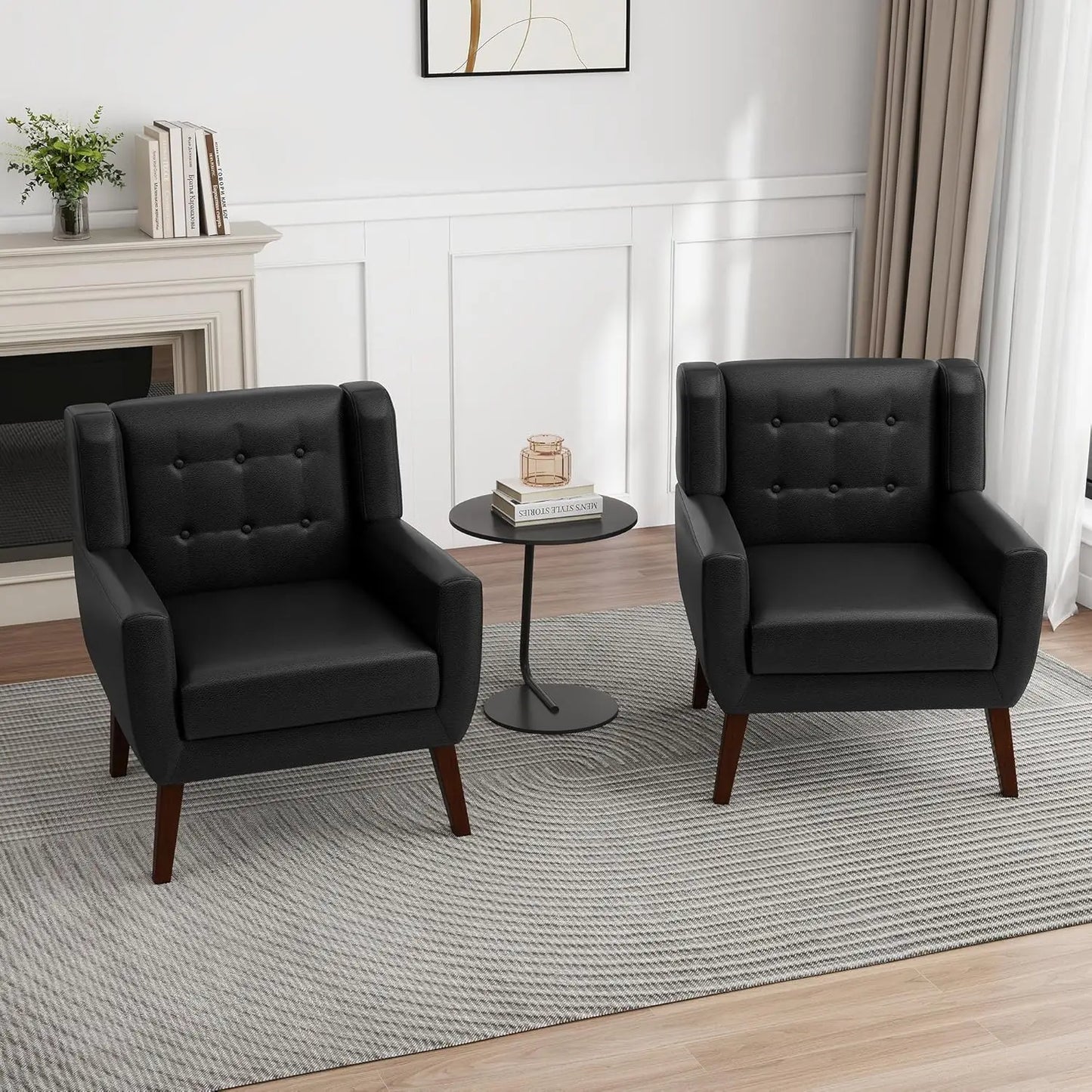 PU Leather Accent Chairs Set Of 2 Modern Armchairs