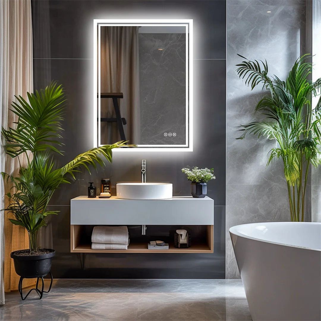 LUVODI LED Backlit Frameless Dimmable Defog Bathroom Mirror