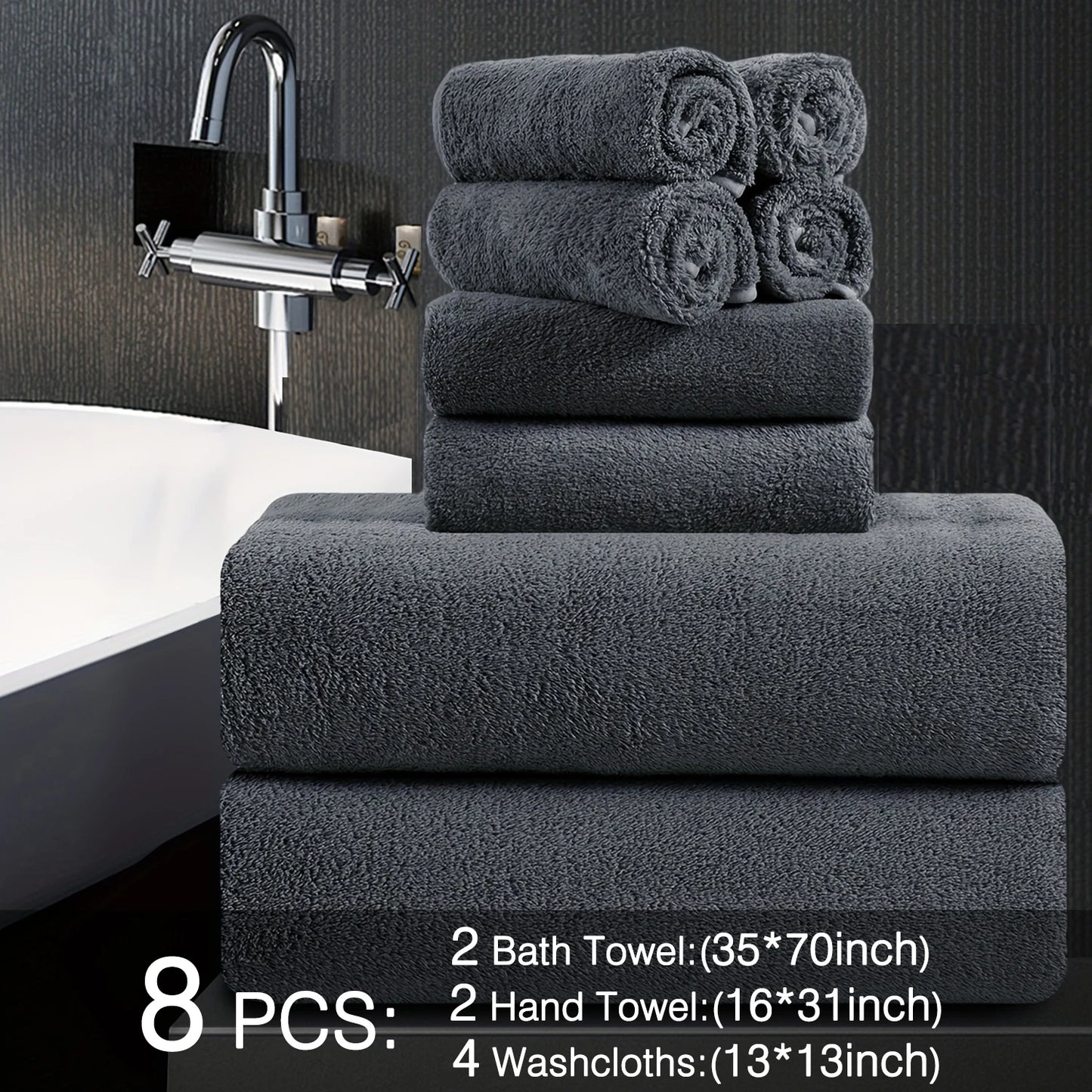Belista Bath Towels Set 100 Percent Polyester Absorbent Machine Washable