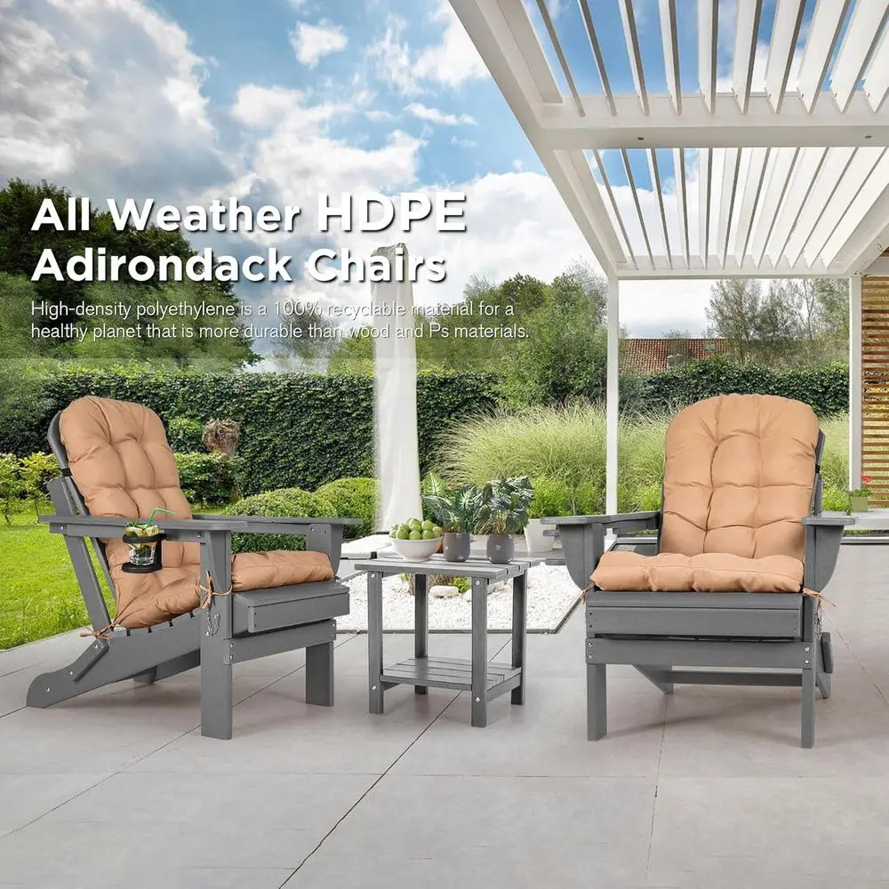 Adirondack Chairs Cushions Cup Holder HDPE Outdoor Patio