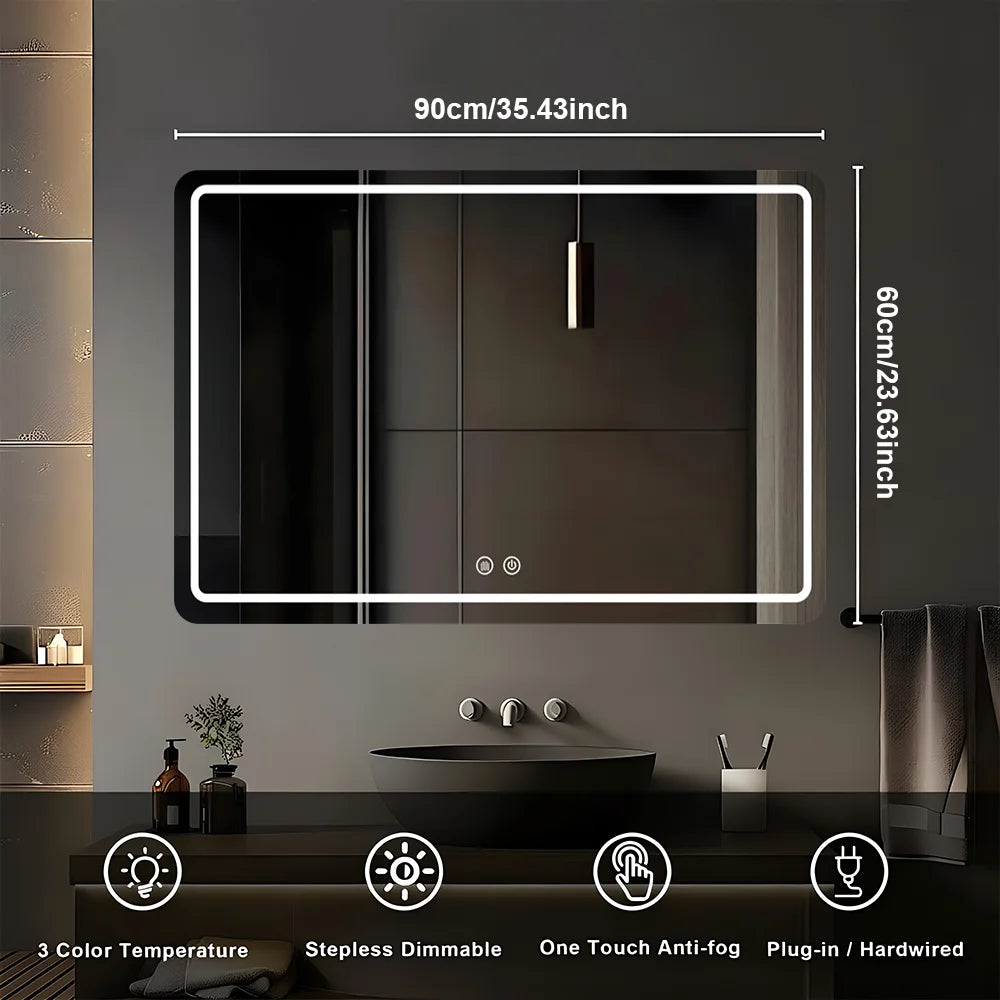 MYGIIVOVO LED Backlit Fogless Wall Mounted Vanity Mirror Demister
