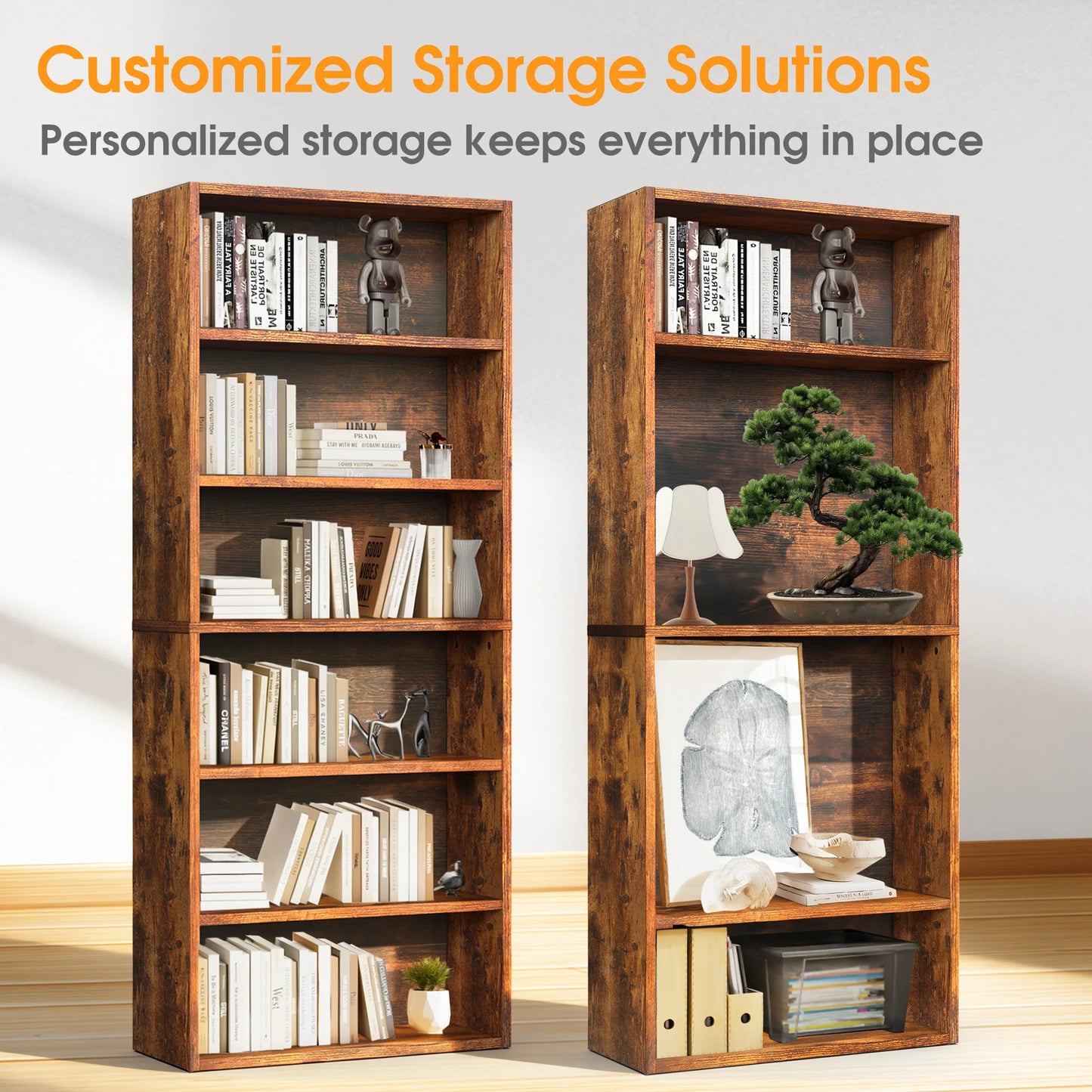 MCQ Wood Shelf Bookcase Open Display Storage For Home