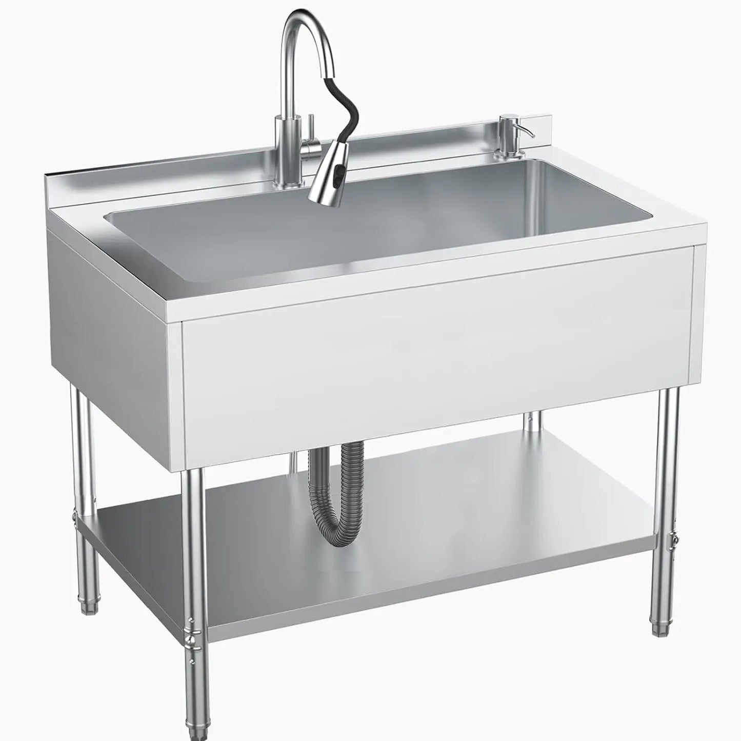 Stainless Steel Utility Sink With Drawers Single Bowl Commercial Kitchen