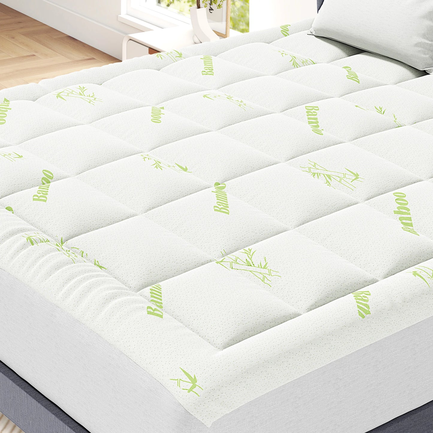 MCQ Bamboo Viscose Mattress Topper Ultra Soft Pillow Top Stretchable Pockets