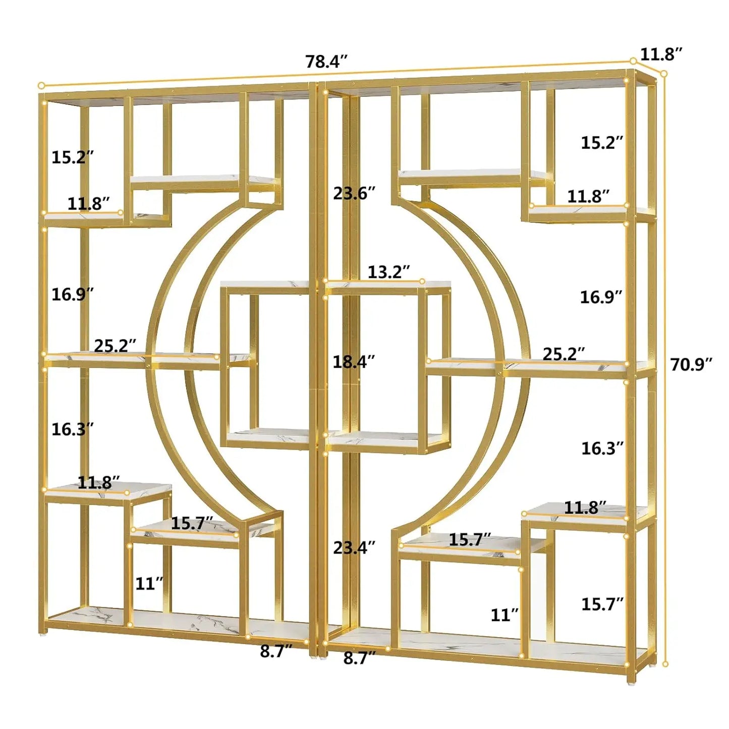 Geometric Bookshelf Metal Frame Etagere Display Shelf