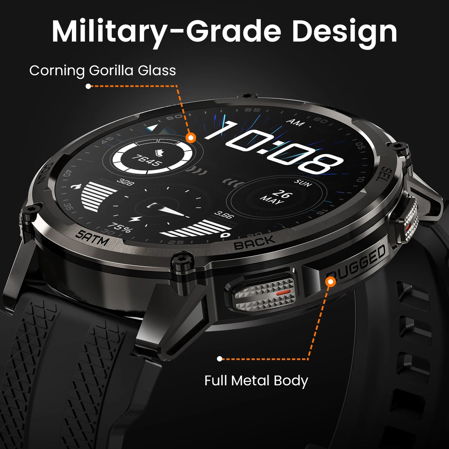Kospe Tank T4C Smartwatch Men's Outdoor Rugged Dual-Band GPS Waterproof