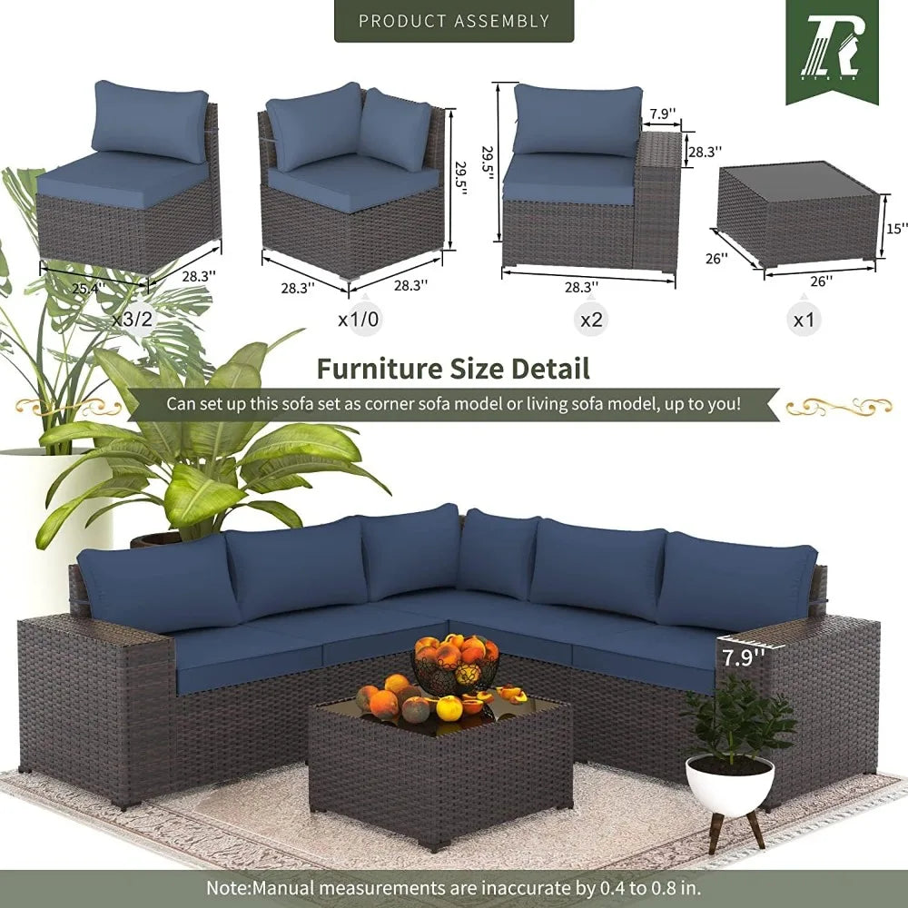 XIAOLANG Outdoor Patio Furniture Conversation Set Weather PE Rattan Wicker
