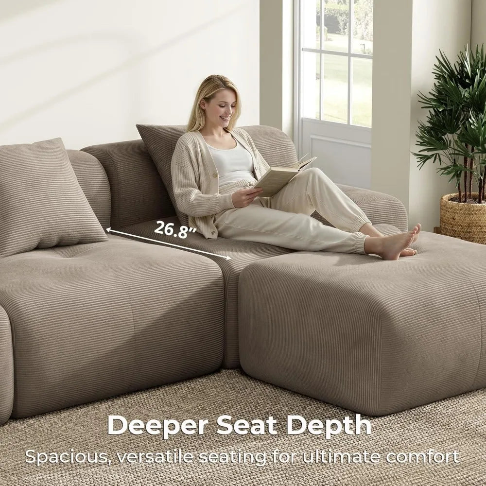 Combination Modular Sectional Sofa Ottoman Corduroy Deep Seat