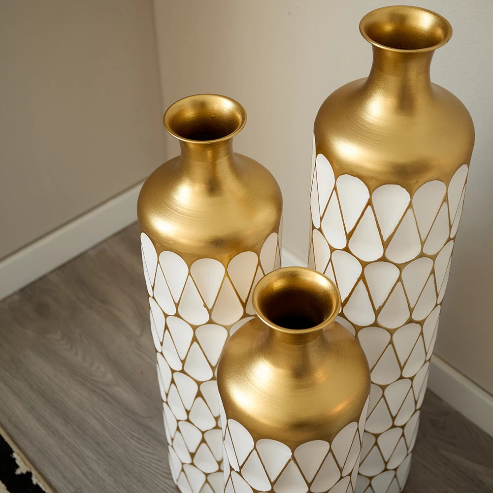 TWISTER.CK Floor Metal Vase Set Modern Decorative Drop Shape Vases