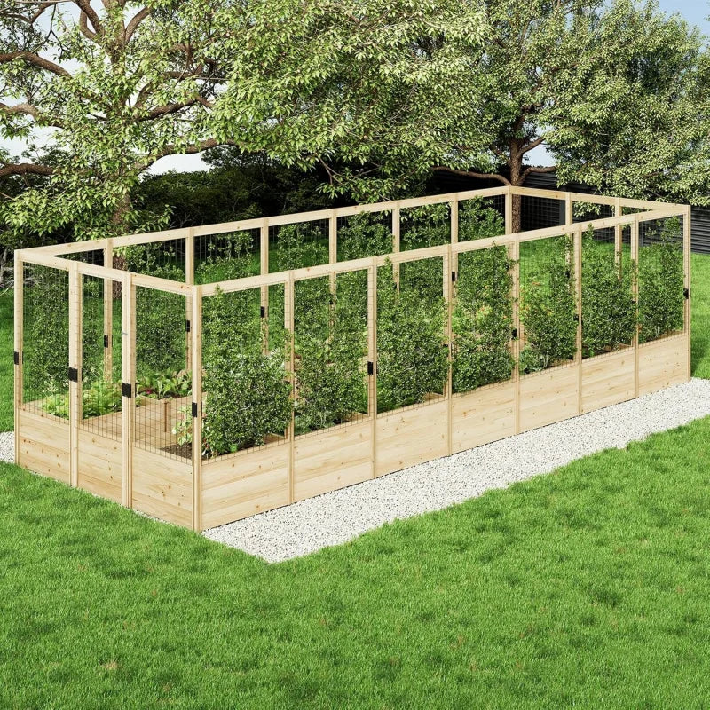 Outdoor Wooden Raised Garden Bed Planter Semicircular Design