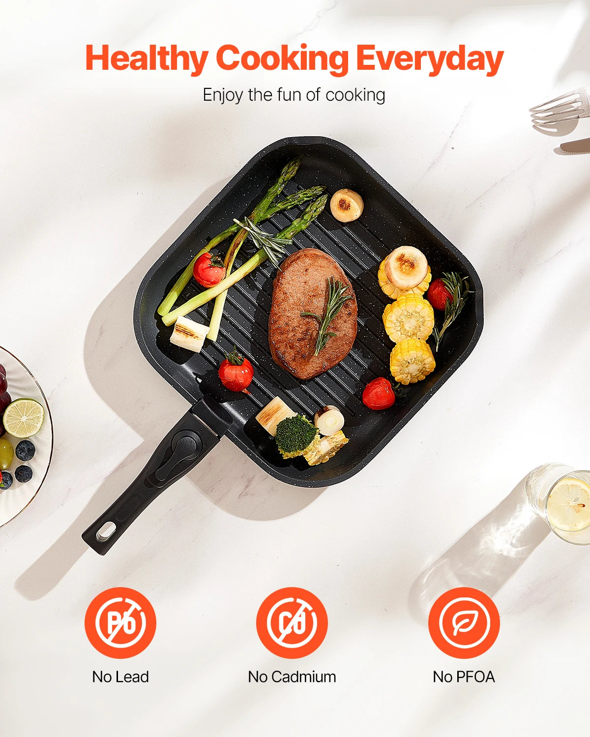 SucceBuy 17 Piece Nonstick Granite Cookware Set Induction Compatible
