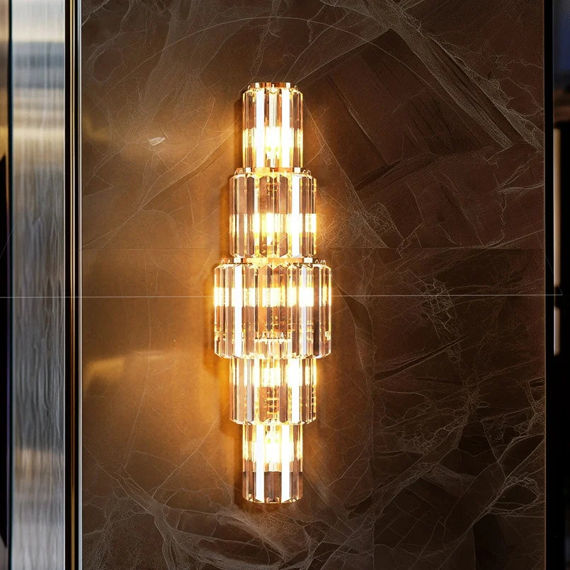 Crystal Wall Lamp 3 Layer Sconce With E14 LED Bulbs