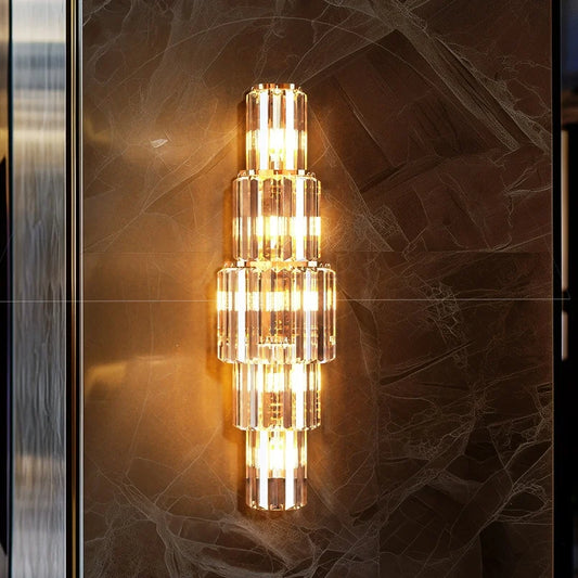 Crystal Wall Lamp 3 Layer Sconce With E14 LED Bulbs