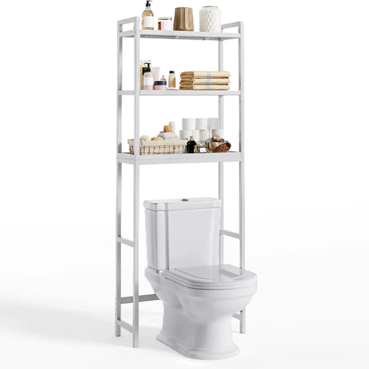 XMSJ 3 Tier Bamboo Over Toilet Cabinet With Adjustable Shelves