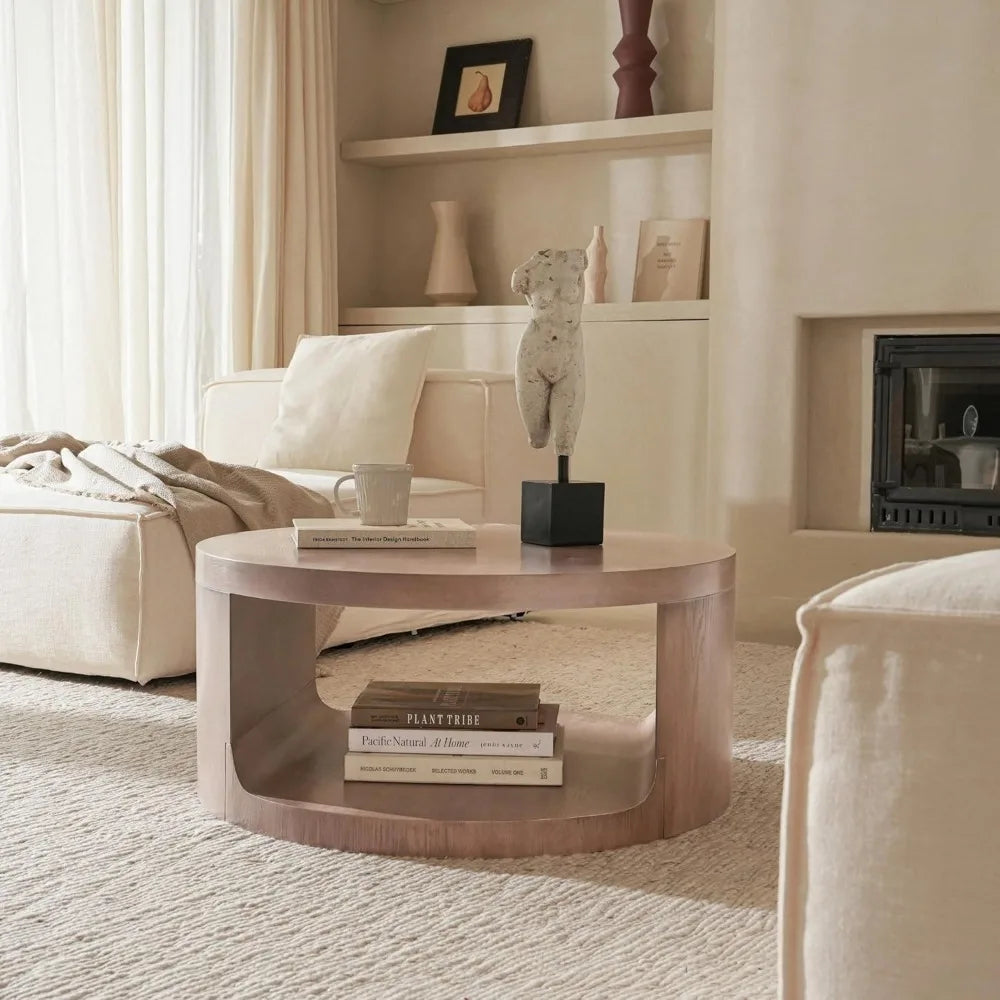 Coffee Table With Storage Two Tier Circle Wood Center Tables