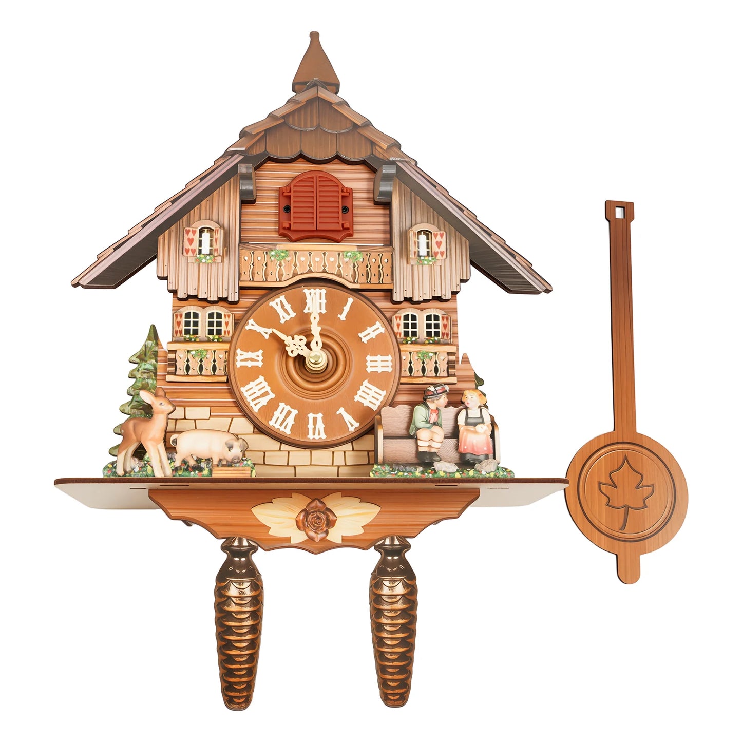 Wood Wall Mount Cuckoo Clock With Chime Time Display