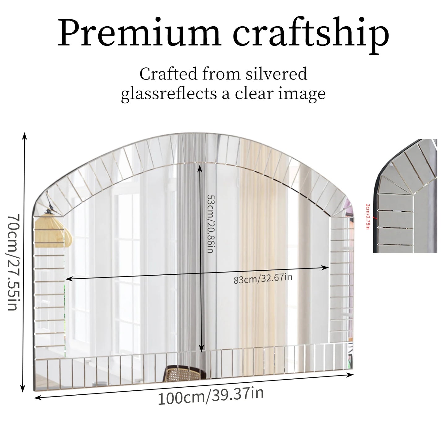 Arched Wall Mirror Venetian Accent With Bling Beveled Edge