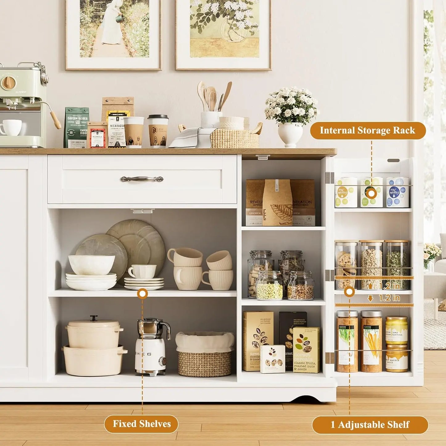 MOYU Kitchen Island Cart With Storage On Wheels 2 Drawers