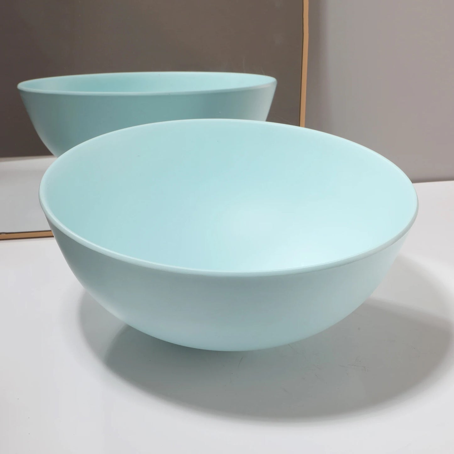 MEKKHALA Round Stone Resin Vessel Sink With Drain Combo Above Counter
