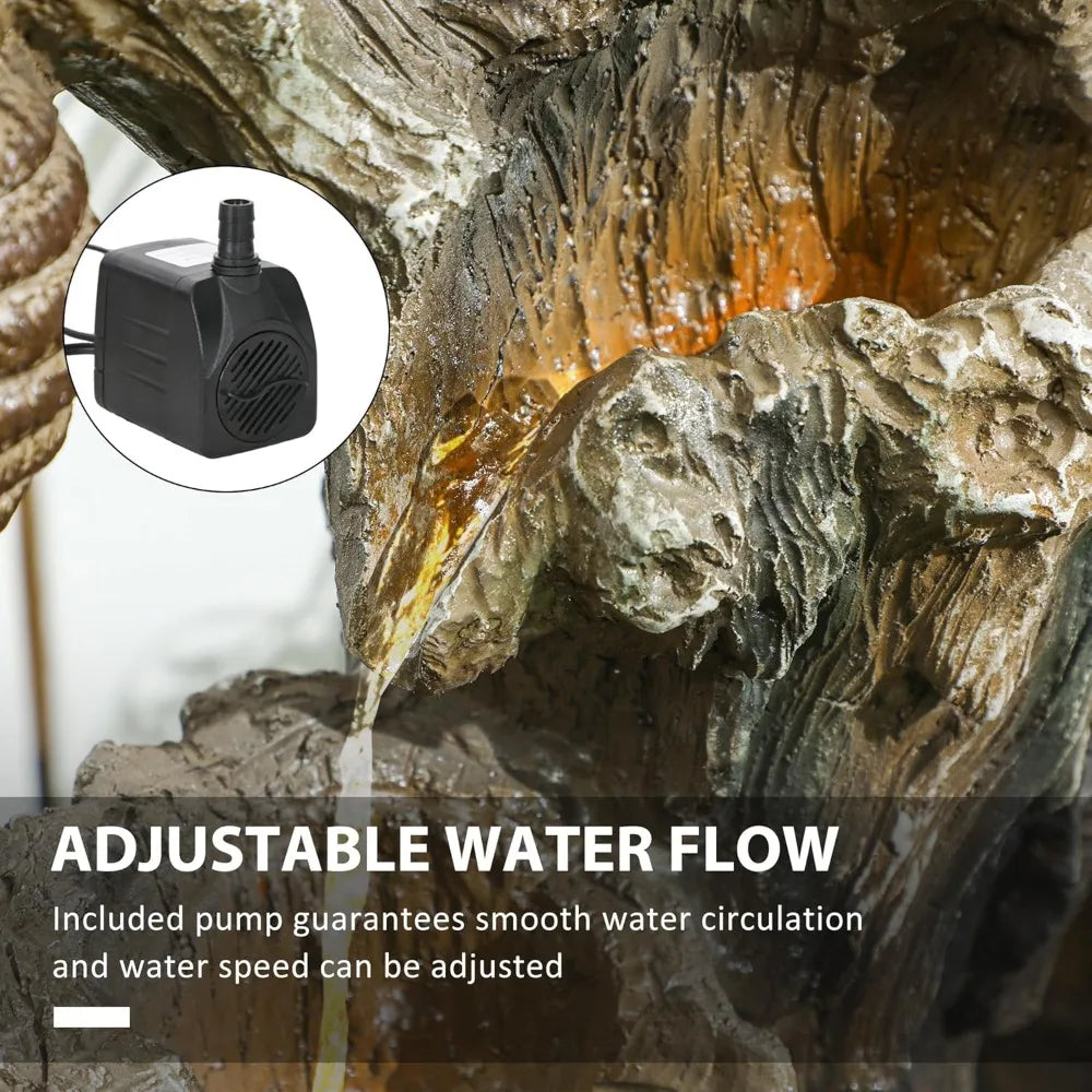Outdoor 3-Tier Water Fountain With LED Bears Beehive Tree