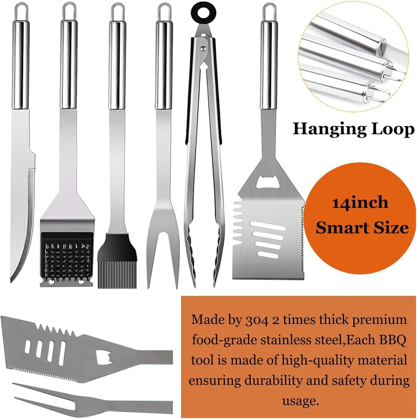 Grill Set With Apron BBQ Accessories Outdoor Grilling Kit